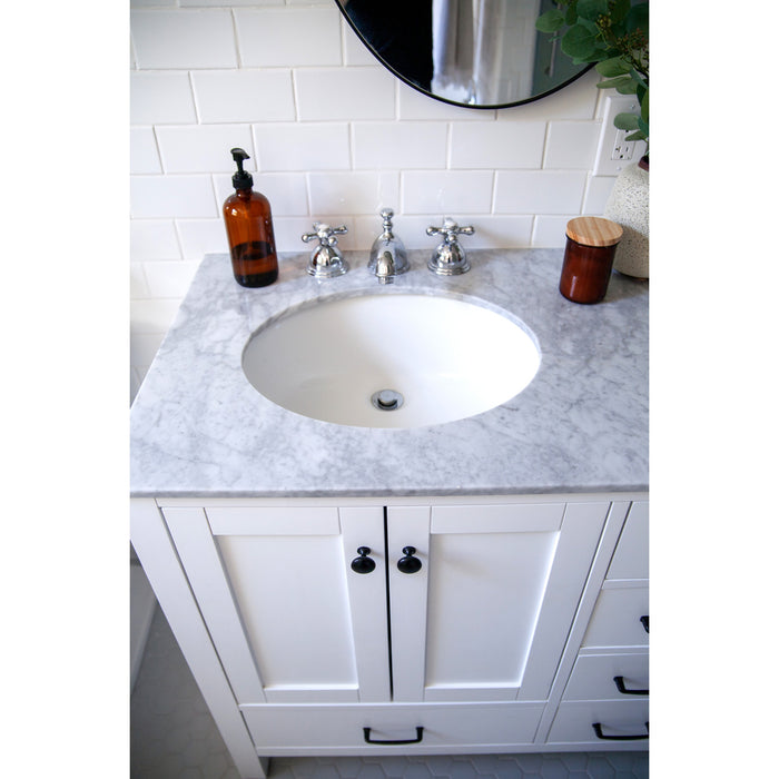 Kingston Heirloom KS3961AX - Restoration Two-Handle 3-Hole Deck Mount Widespread Bathroom Faucet with Brass Pop-Up, Polished Chrome