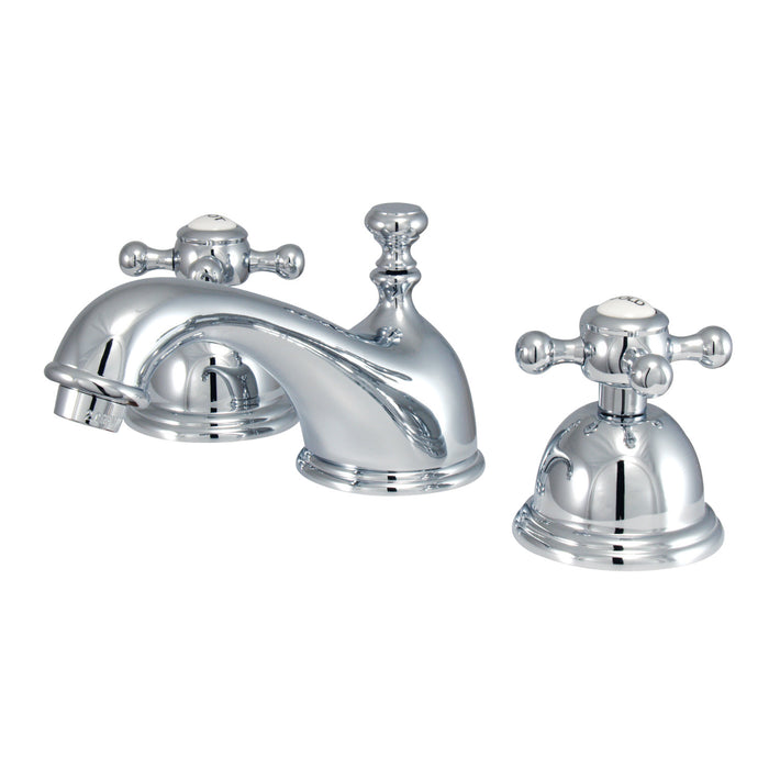 Kingston Heirloom KS3961BX - Vintage Two-Handle 3-Hole Deck Mount Widespread Bathroom Faucet with Brass Pop-Up, Polished Chrome
