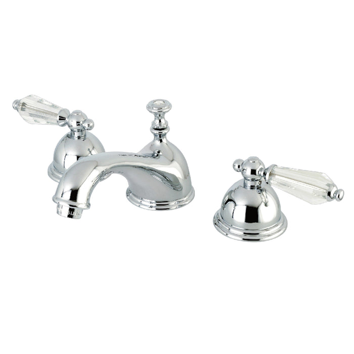 Kingston Tulare KS3961WLL - Wilshire Two-Handle 3-Hole Deck Mount Widespread Bathroom Faucet with Brass Pop-Up, Polished Chrome