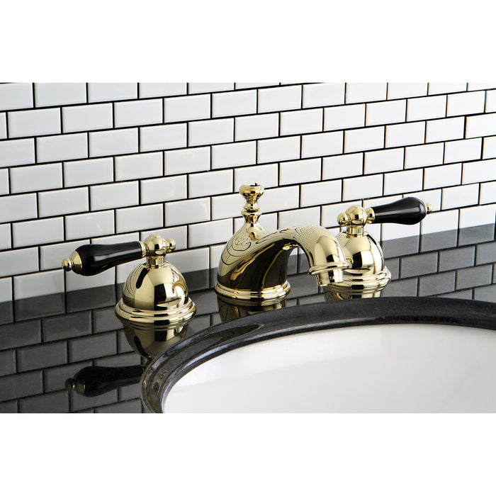 Kingston Heirloom KS3962PKL - Duchess Two-Handle 3-Hole Deck Mount Widespread Bathroom Faucet with Brass Pop-Up, Polished Brass