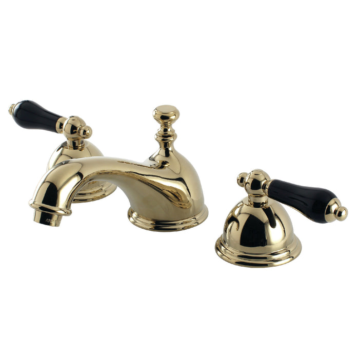 Kingston Heirloom KS3962PKL - Duchess Two-Handle 3-Hole Deck Mount Widespread Bathroom Faucet with Brass Pop-Up, Polished Brass
