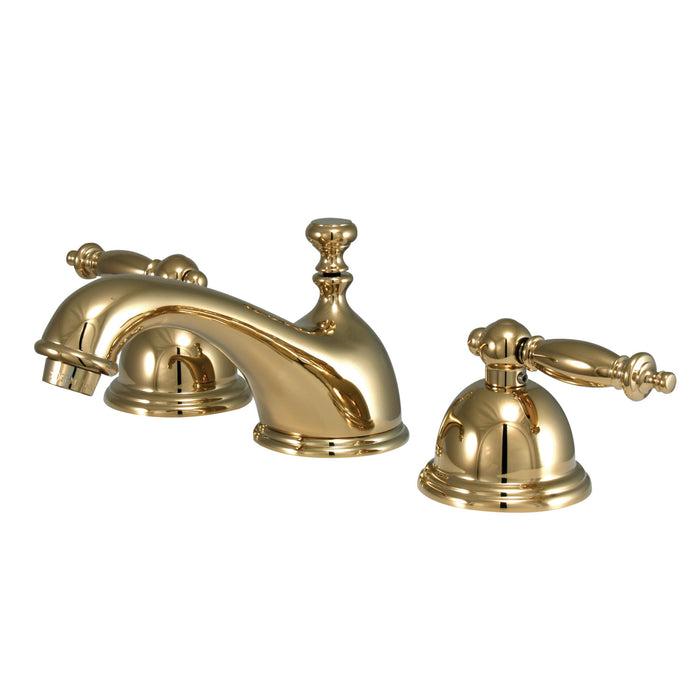Kingston Heirloom KS3962TL - Templeton Two-Handle 3-Hole Deck Mount Widespread Bathroom Faucet with Brass Pop-Up, Polished Brass