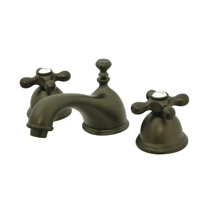 Kingston Heirloom KS3965AX - Restoration Two-Handle 3-Hole Deck Mount Widespread Bathroom Faucet with Brass Pop-Up, Oil Rubbed Bronze