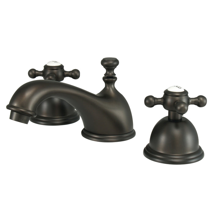 Kingston Heirloom KS3965BX - Vintage Two-Handle 3-Hole Deck Mount Widespread Bathroom Faucet with Brass Pop-Up, Oil Rubbed Bronze