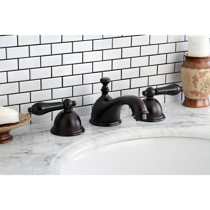 Kingston Heirloom KS3965PKL - Duchess Two-Handle 3-Hole Deck Mount Widespread Bathroom Faucet with Brass Pop-Up, Oil Rubbed Bronze