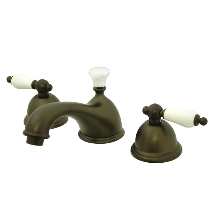 Kingston Heirloom KS3965PL - Restoration Two-Handle 3-Hole Deck Mount Widespread Bathroom Faucet with Brass Pop-Up, Oil Rubbed Bronze
