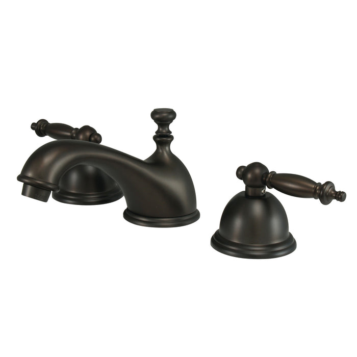 Kingston Heirloom KS3965TL - Templeton Two-Handle 3-Hole Deck Mount Widespread Bathroom Faucet with Brass Pop-Up, Oil Rubbed Bronze