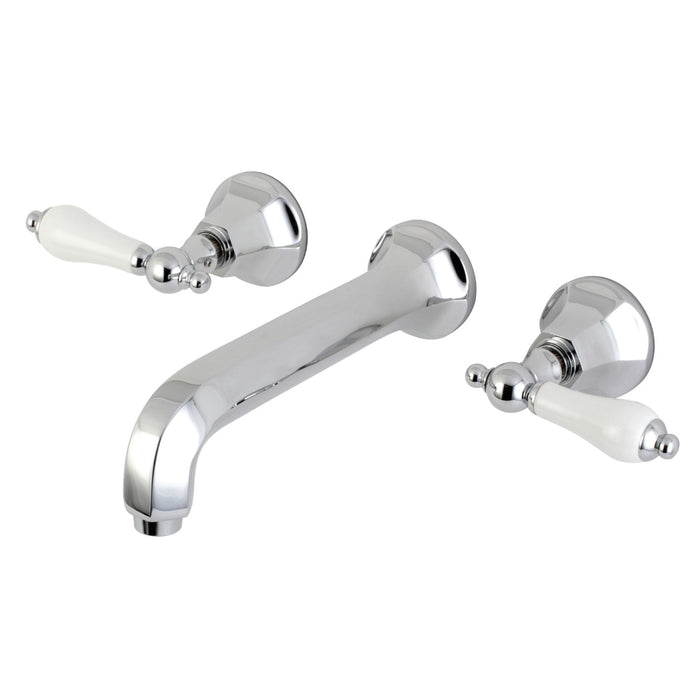 Kingston Tulare KS4021PL - Metropolitan Two-Handle 3-Hole Wall Mount Tub Faucet, Polished Chrome