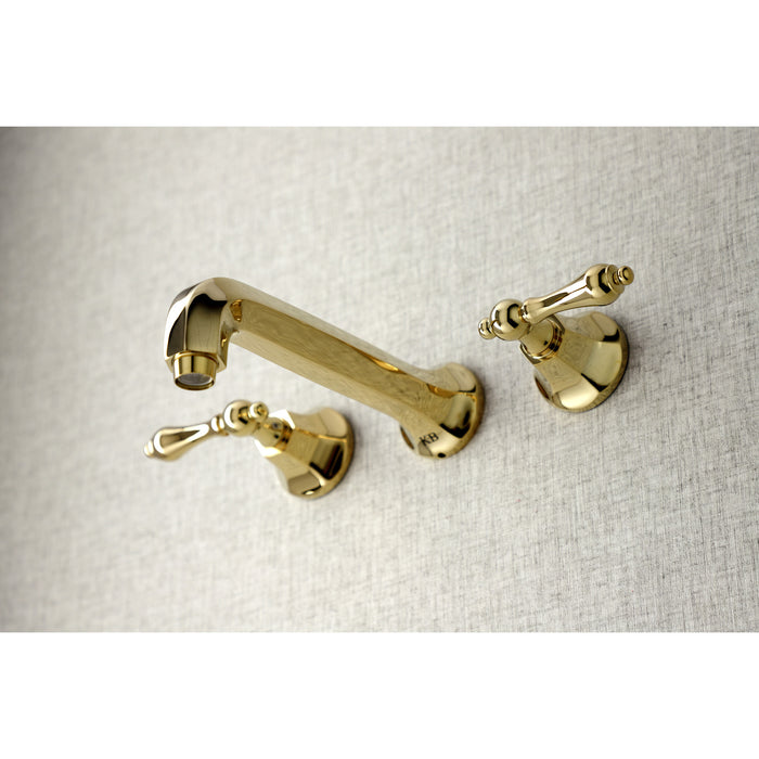 Kingston Tulare KS4022AL - Metropolitan Two-Handle 3-Hole Wall Mount Tub Faucet, Polished Brass