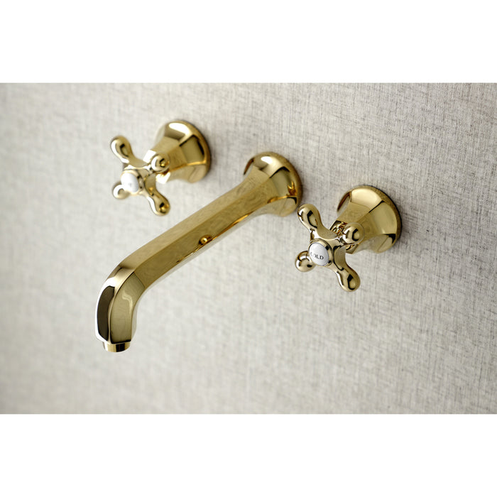 Kingston Tulare KS4022AX - Metropolitan Two-Handle 3-Hole Wall Mount Tub Faucet, Polished Brass