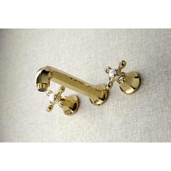 Kingston Tulare KS4022AX - Metropolitan Two-Handle 3-Hole Wall Mount Tub Faucet, Polished Brass