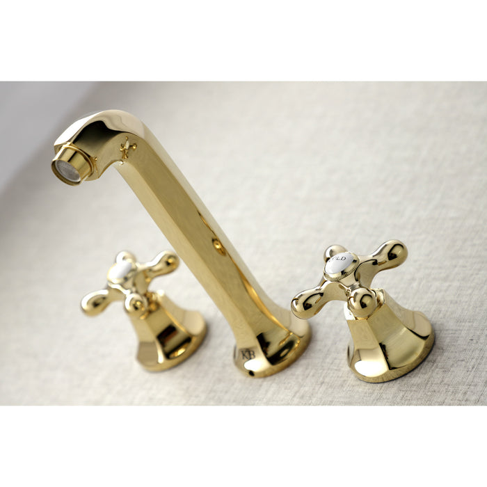 Kingston Tulare KS4022AX - Metropolitan Two-Handle 3-Hole Wall Mount Tub Faucet, Polished Brass