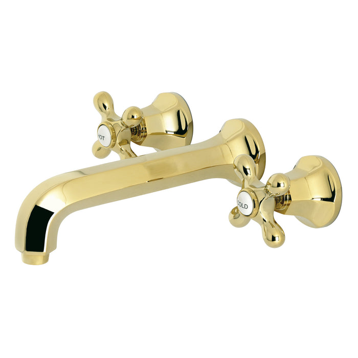 Kingston Tulare KS4022AX - Metropolitan Two-Handle 3-Hole Wall Mount Tub Faucet, Polished Brass