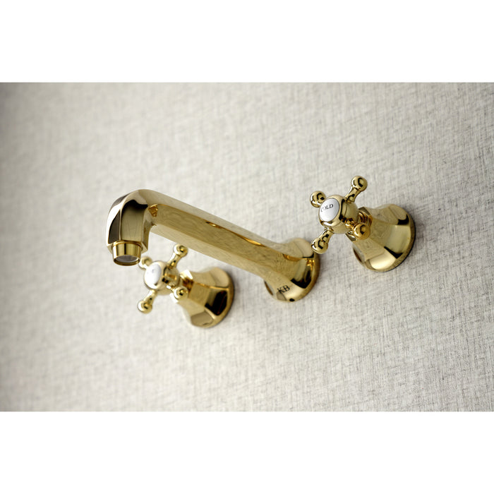 Kingston Tulare KS4022BX - Metropolitan Two-Handle 3-Hole Wall Mount Tub Faucet, Polished Brass