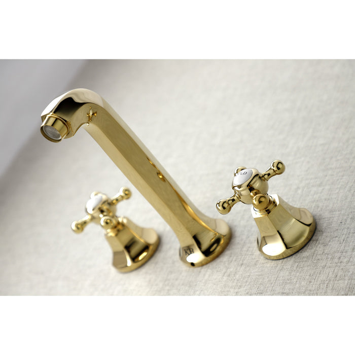 Kingston Tulare KS4022BX - Metropolitan Two-Handle 3-Hole Wall Mount Tub Faucet, Polished Brass