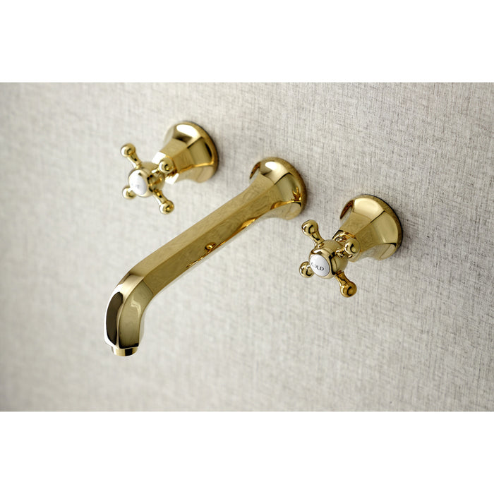 Kingston Tulare KS4022BX - Metropolitan Two-Handle 3-Hole Wall Mount Tub Faucet, Polished Brass