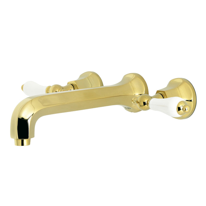 Kingston Tulare KS4022PL - Metropolitan Two-Handle 3-Hole Wall Mount Tub Faucet, Polished Brass