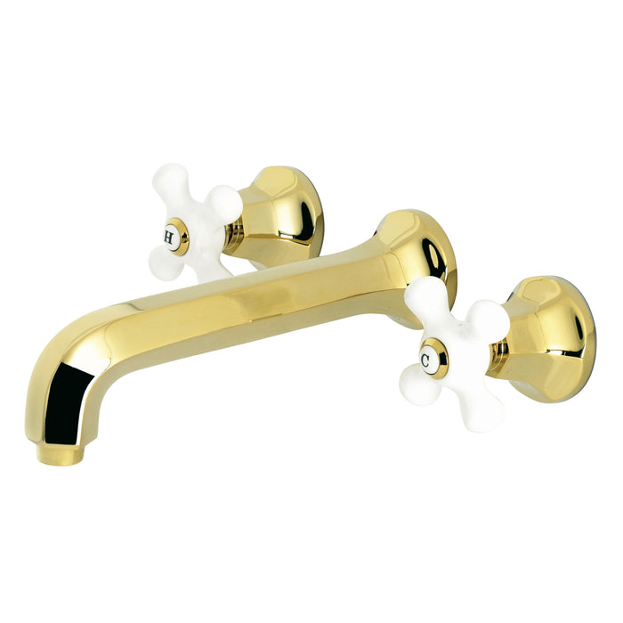 Kingston Tulare KS4022PX - Metropolitan Two-Handle 3-Hole Wall Mount Tub Faucet, Polished Brass