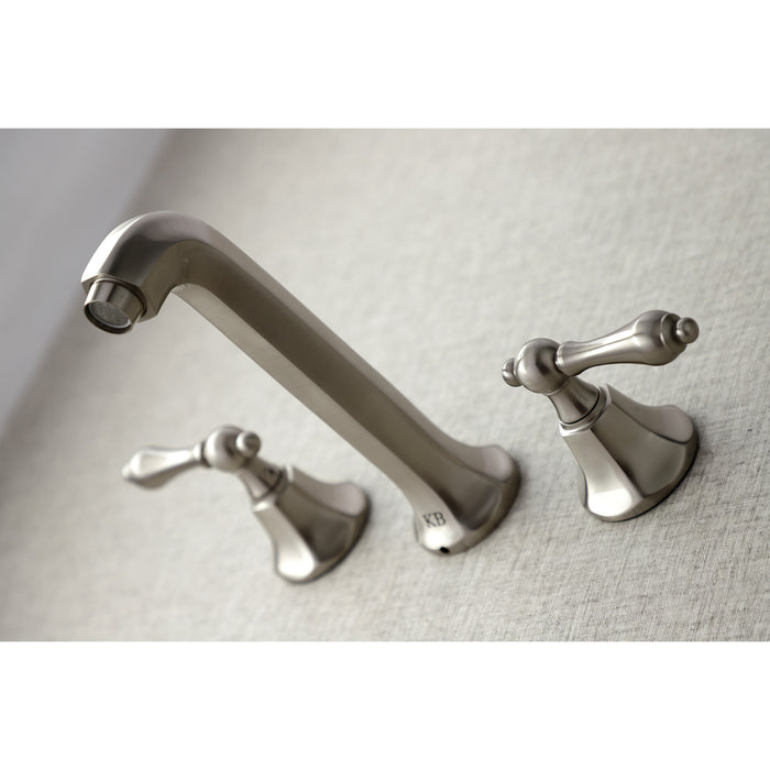 Kingston Tulare KS4028AL - Metropolitan Two-Handle 3-Hole Wall Mount Tub Faucet, Brushed Nickel
