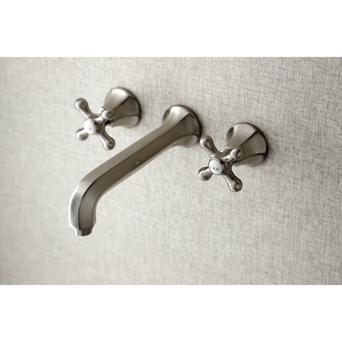 Kingston Tulare KS4028AX - Metropolitan Two-Handle 3-Hole Wall Mount Tub Faucet, Brushed Nickel