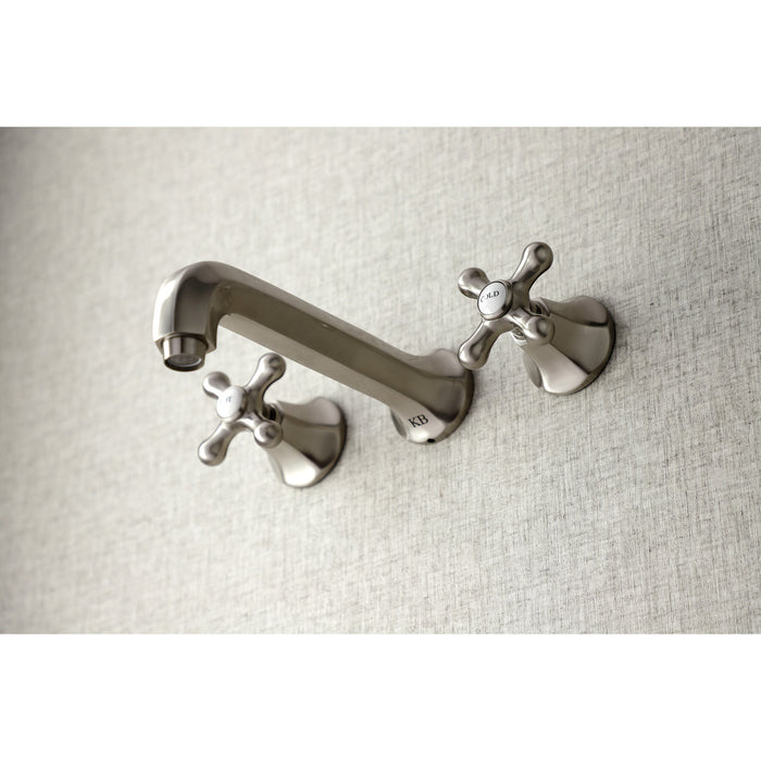 Kingston Tulare KS4028AX - Metropolitan Two-Handle 3-Hole Wall Mount Tub Faucet, Brushed Nickel