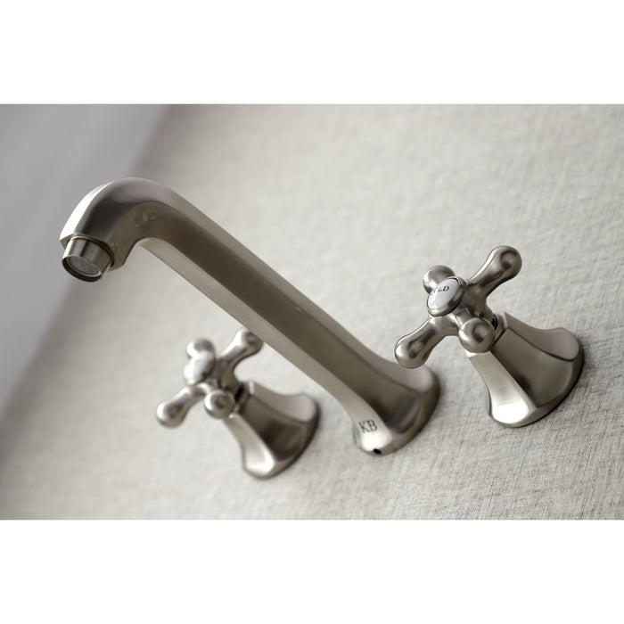 Kingston Tulare KS4028AX - Metropolitan Two-Handle 3-Hole Wall Mount Tub Faucet, Brushed Nickel