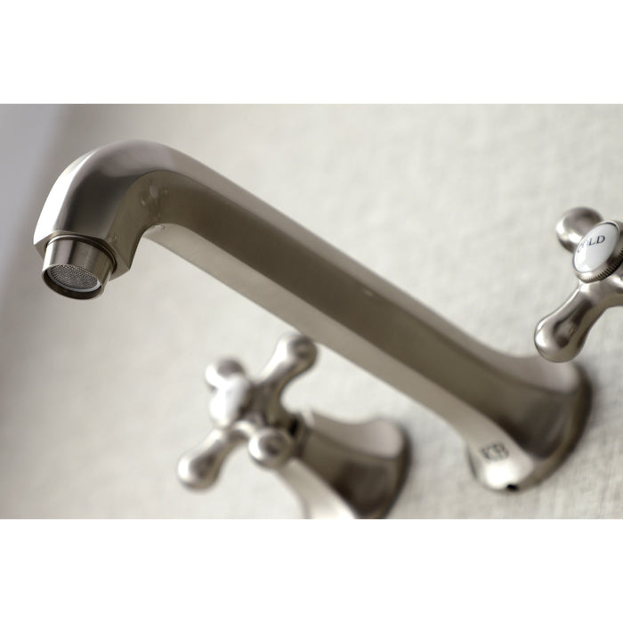 Kingston Tulare KS4028AX - Metropolitan Two-Handle 3-Hole Wall Mount Tub Faucet, Brushed Nickel