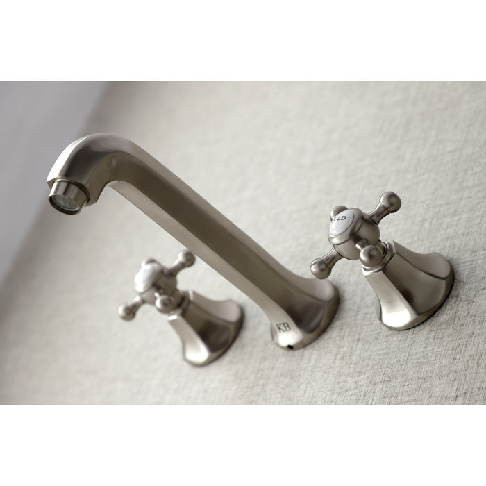 Kingston Tulare KS4028BX - Metropolitan Two-Handle 3-Hole Wall Mount Tub Faucet, Brushed Nickel