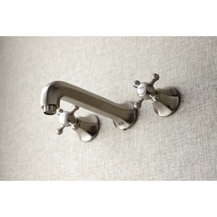 Kingston Tulare KS4028BX - Metropolitan Two-Handle 3-Hole Wall Mount Tub Faucet, Brushed Nickel