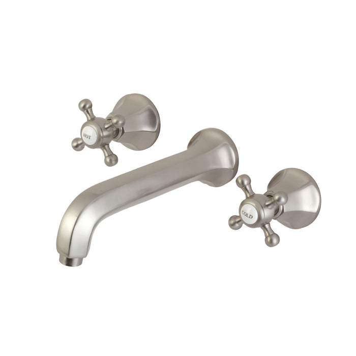 Kingston Tulare KS4028BX - Metropolitan Two-Handle 3-Hole Wall Mount Tub Faucet, Brushed Nickel