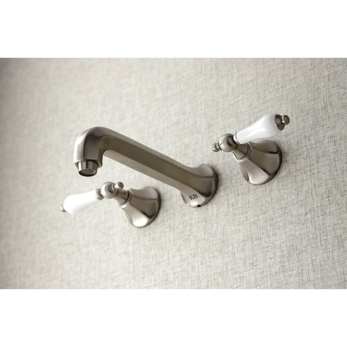 Kingston Tulare KS4028PL - Metropolitan Two-Handle 3-Hole Wall Mount Tub Faucet, Brushed Nickel