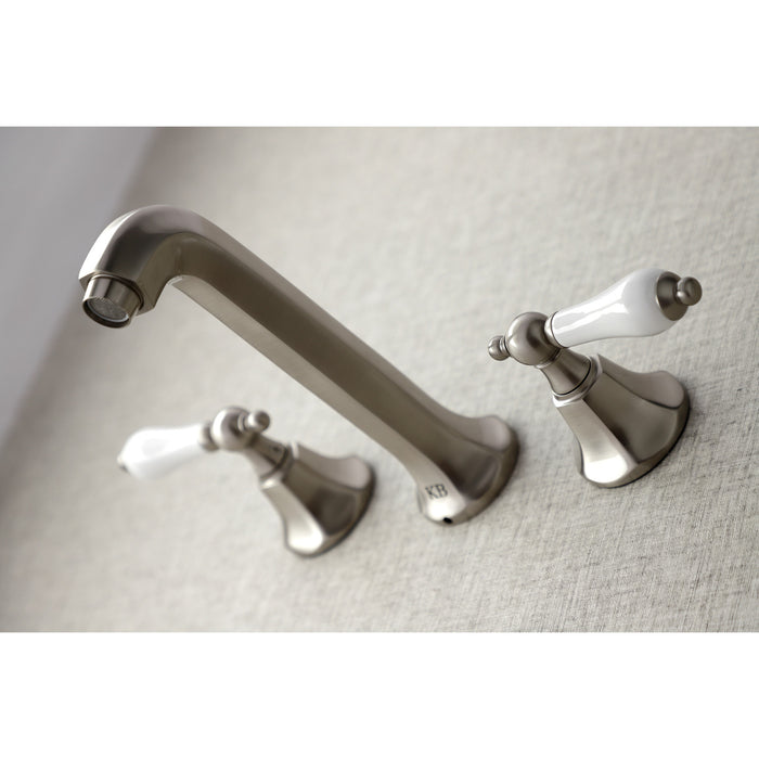 Kingston Tulare KS4028PL - Metropolitan Two-Handle 3-Hole Wall Mount Tub Faucet, Brushed Nickel