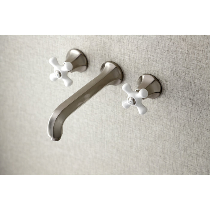 Kingston Tulare KS4028PX - Metropolitan Two-Handle 3-Hole Wall Mount Tub Faucet, Brushed Nickel