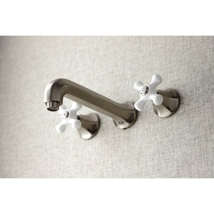 Kingston Tulare KS4028PX - Metropolitan Two-Handle 3-Hole Wall Mount Tub Faucet, Brushed Nickel