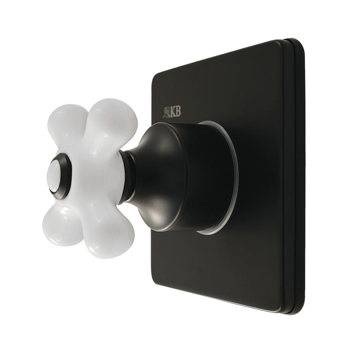 Kingston Heirloom KS4040PX - Restoration Single-Handle Six-Way Diverter Valve with Square Trim Kit, Matte Black