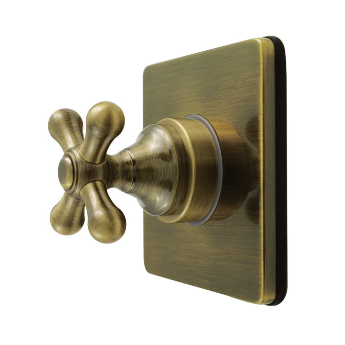 Kingston Heirloom KS4043AX - Restoration Single-Handle Six-Way Diverter Valve with Square Trim Kit, Antique Brass