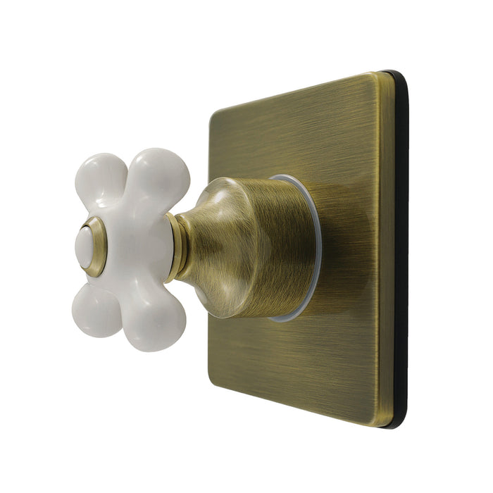 Kingston Heirloom KS4043PX - Restoration Single-Handle Six-Way Diverter Valve with Square Trim Kit, Antique Brass