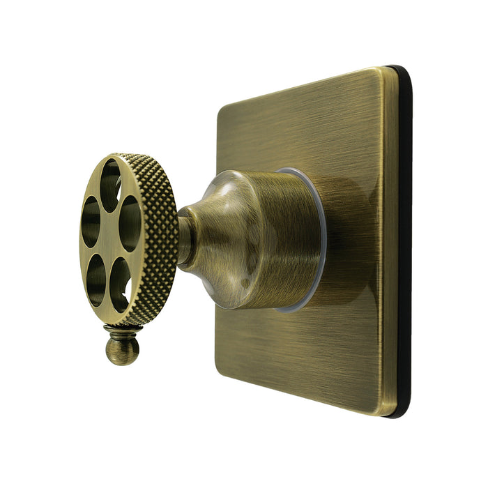 Kingston Sona KS4043RKX - Webb Single-Handle Six-Way Diverter Valve with Knurled Handle and Square Trim Kit, Antique Brass