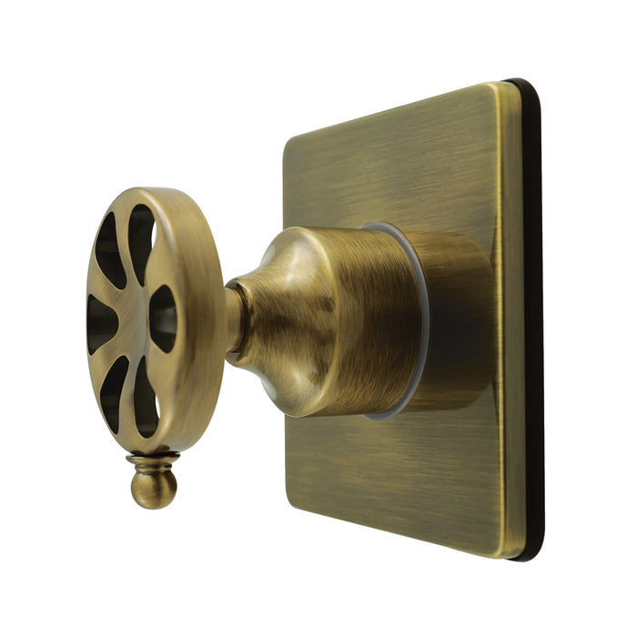 Kingston Sona KS4043RX - Belknap Single-Handle Six-Way Diverter Valve with Square Trim Kit, Antique Brass