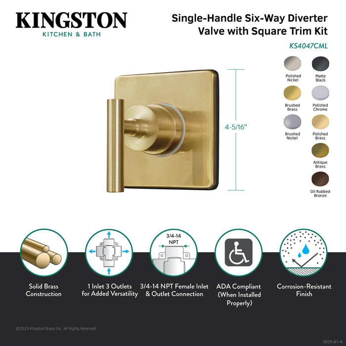 Kingston Sona KS4045CML - Manhattan Single-Handle Six-Way Diverter Valve with Square Trim Kit, Oil Rubbed Bronze