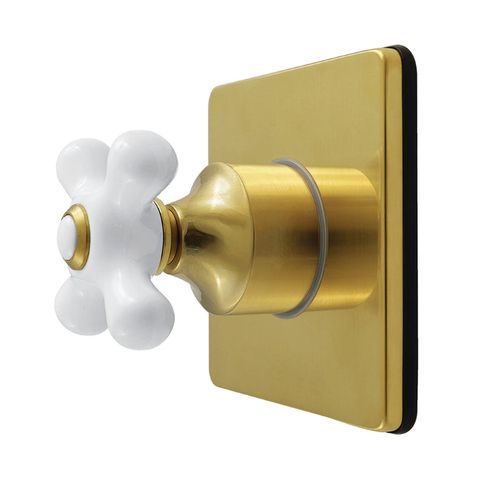 Kingston Heirloom KS4047PX - Restoration Single-Handle Six-Way Diverter Valve with Square Trim Kit, Brushed Brass