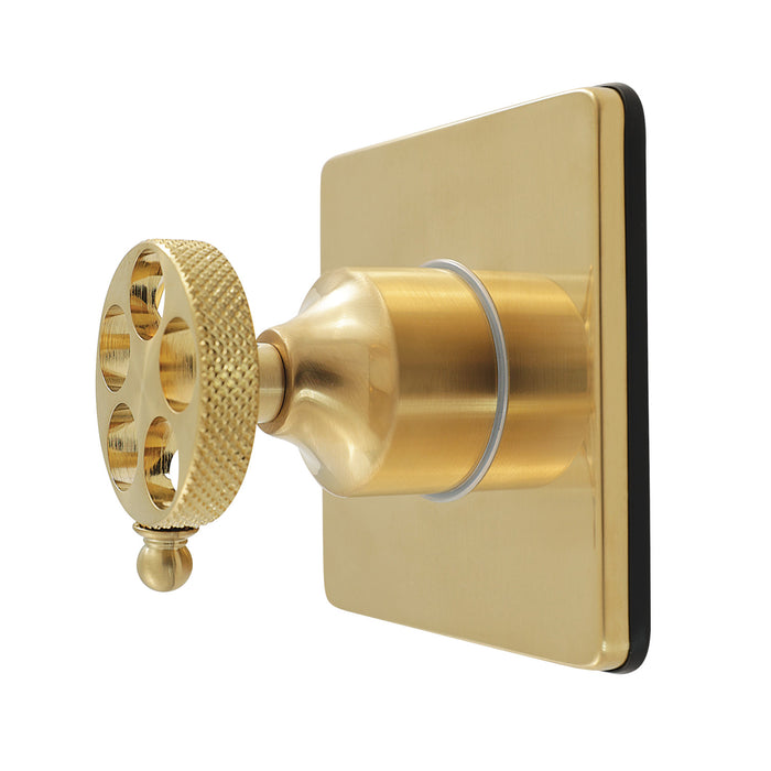 Kingston Sona KS4047RKX - Webb Single-Handle Six-Way Diverter Valve with Knurled Handle and Square Trim Kit, Brushed Brass