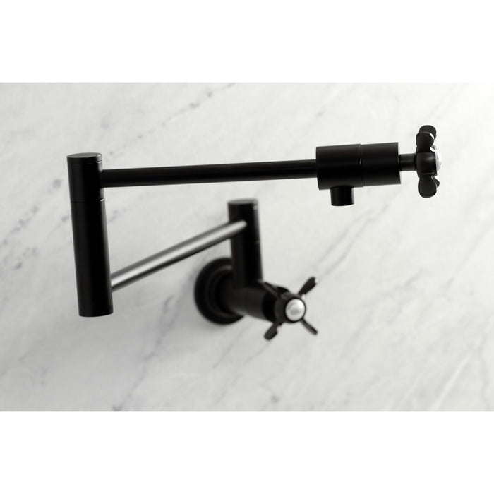 Kingston Sona KS4100BEX - Essex Two-Handle 1-Hole Wall Mount Pot Filler Faucet, Matte Black