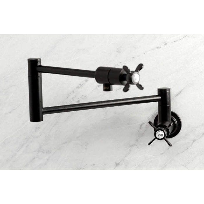 Kingston Sona KS4100BEX - Essex Two-Handle 1-Hole Wall Mount Pot Filler Faucet, Matte Black