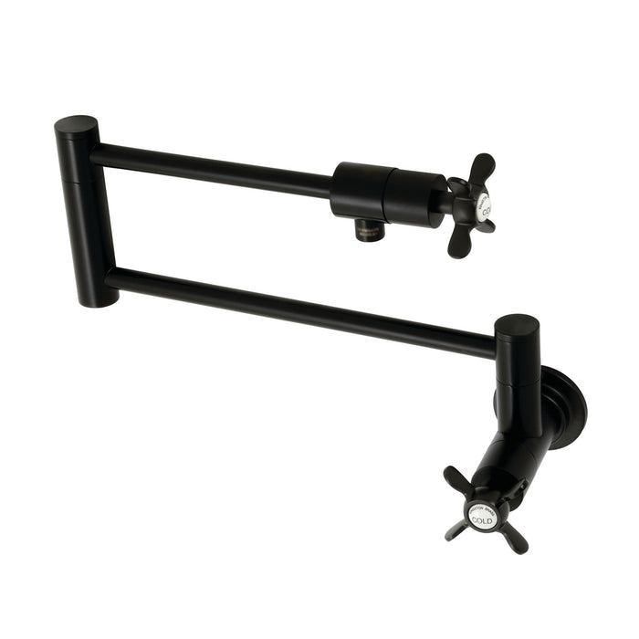 Kingston Sona KS4100BEX - Essex Two-Handle 1-Hole Wall Mount Pot Filler Faucet, Matte Black