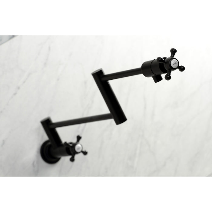 Kingston Tulare KS4100BX - Metropolitan Two-Handle 1-Hole Wall Mount Pot Filler Faucet, Matte Black