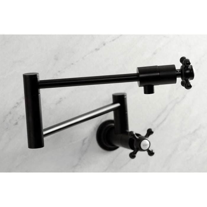 Kingston Tulare KS4100BX - Metropolitan Two-Handle 1-Hole Wall Mount Pot Filler Faucet, Matte Black