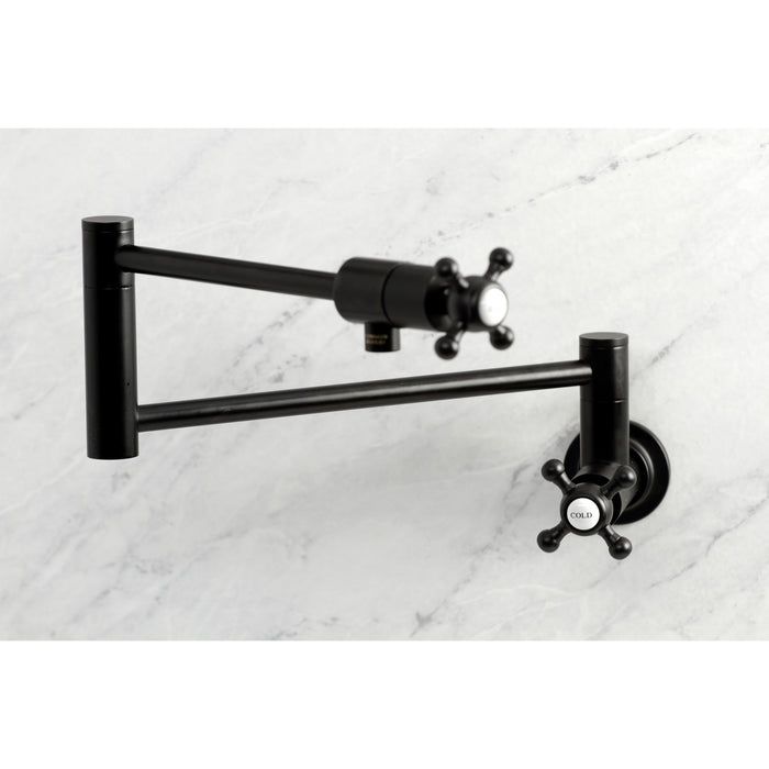 Kingston Tulare KS4100BX - Metropolitan Two-Handle 1-Hole Wall Mount Pot Filler Faucet, Matte Black