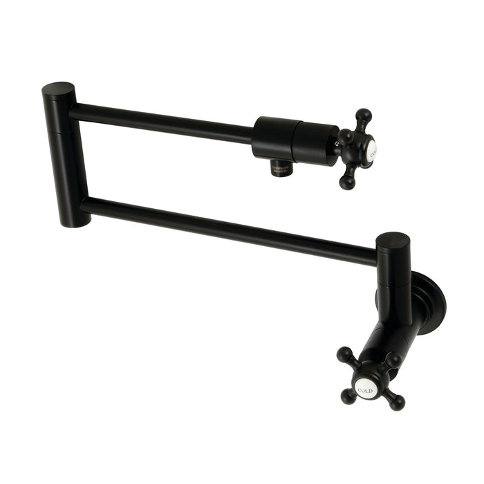 Kingston Tulare KS4100BX - Metropolitan Two-Handle 1-Hole Wall Mount Pot Filler Faucet, Matte Black