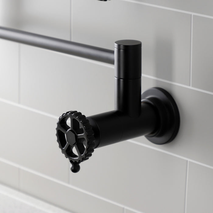 Kingston Sona KS4100CG - Fuller Two-Handle 1-Hole Wall Mount Pot Filler Faucet, Matte Black